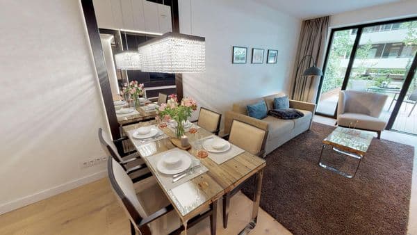 Luxusapartment 0.11 mit Sauna, Strandkorb, Liegen und großer Terrasse