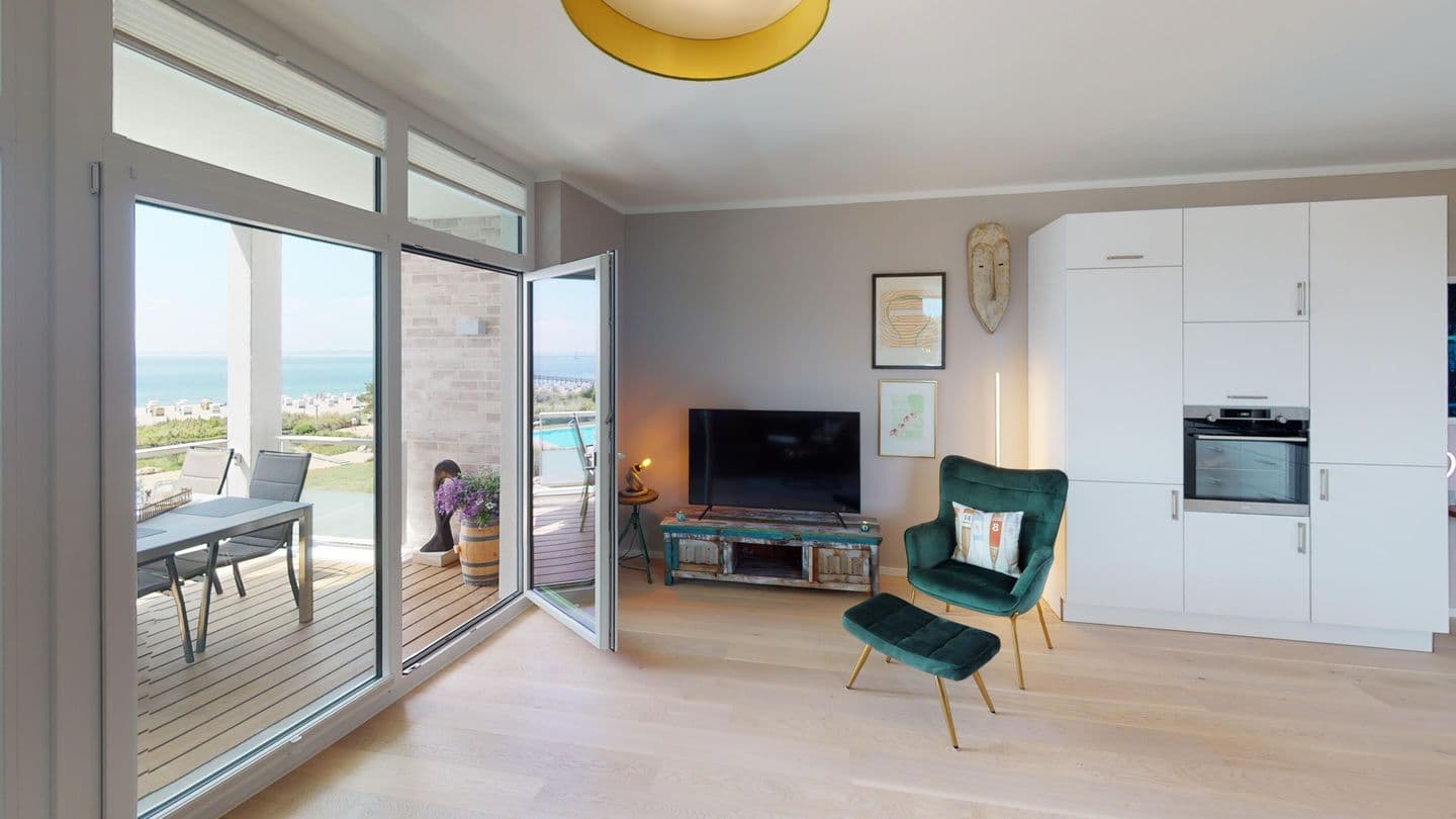 Strandlage-Ferienwohnung mit Sauna und Meerblick