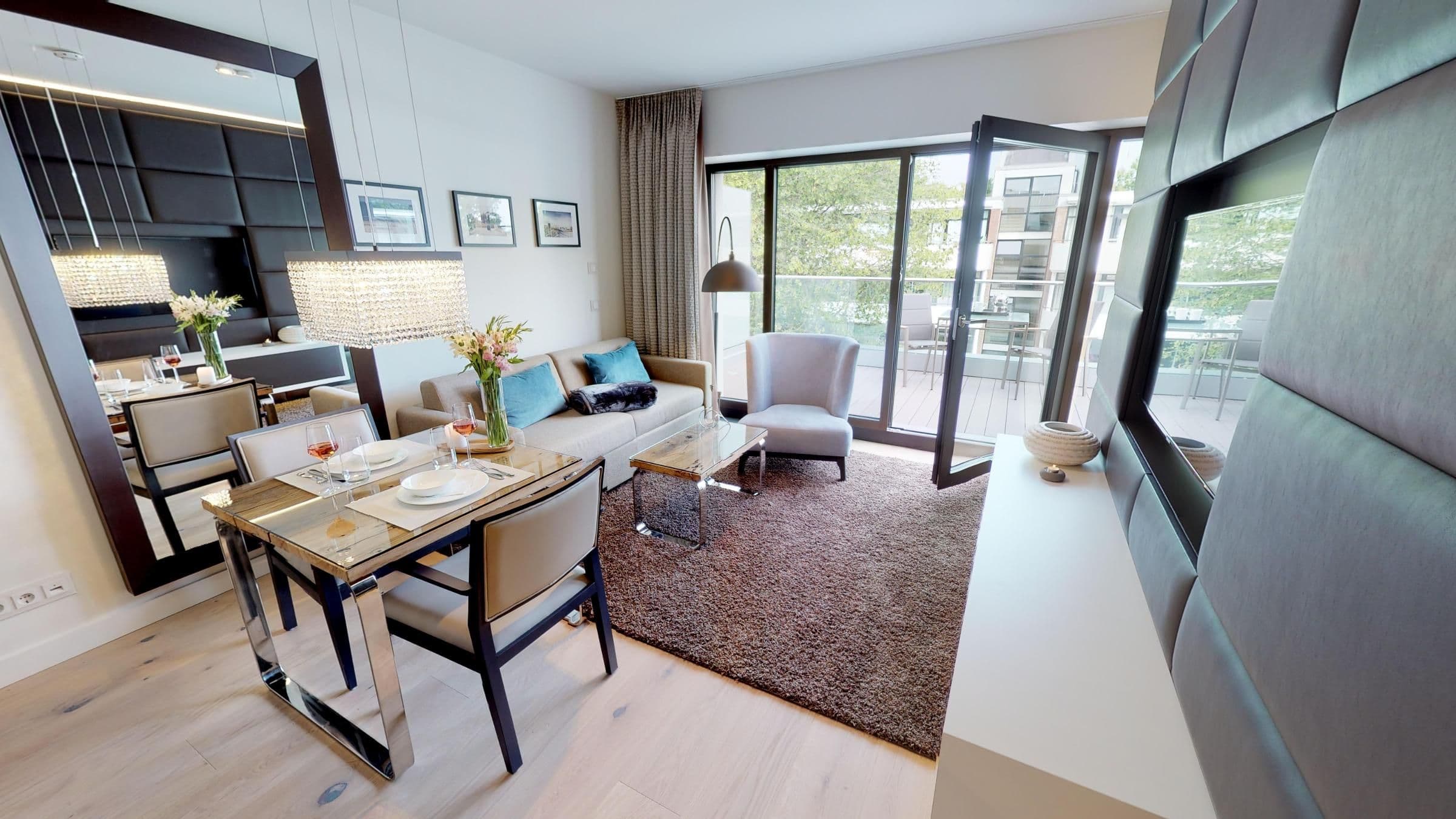 Strandnahe, luxuriöse Ferienwohnung mit Balkon & Sauna - Hundefreundlich